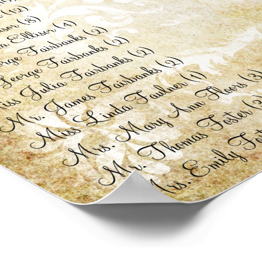 Rood hartverscheurend gordel met Damask Wedding Se Poster (Hoek)