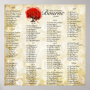 Rood hartverscheurend gordel met Damask Wedding Se Poster