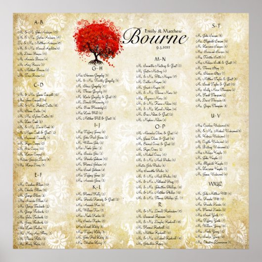 Rood hartverscheurend gordel met Damask Wedding Se Poster