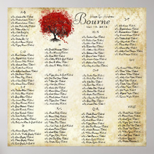 Rood hartverscheurend gordel met Damask Wedding Se Poster