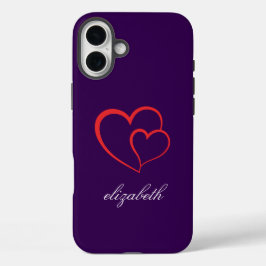 rood hartvormig kleurrijke achtergrond gepersonali iPhone 16 plus hoesje