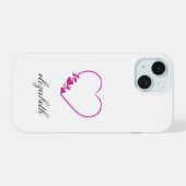 rood hartvormig met witte achtergrond gepersonalis iPhone 15 case (Achterkant horizontaal)