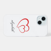 rood hartvormig met witte achtergrond gepersonalis iPhone 15 case (Achterkant horizontaal)