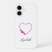 rood hartvormig met witte achtergrond gepersonalis iPhone 16 hoesje (Achterkant)