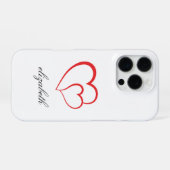 rood hartvormig met witte achtergrond gepersonalis iPhone hoesje (Achterkant horizontaal)