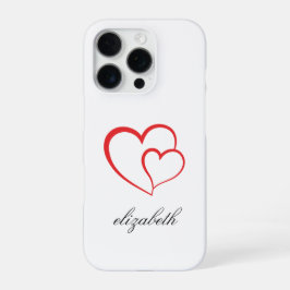 rood hartvormig met witte achtergrond gepersonalis iPhone 16 pro hoesje