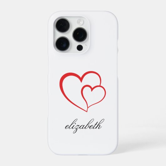 rood hartvormig met witte achtergrond gepersonalis iPhone hoesje (Achterkant)