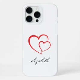 rood hartvormig met witte achtergrond gepersonalis iPhone 16 pro max hoesje