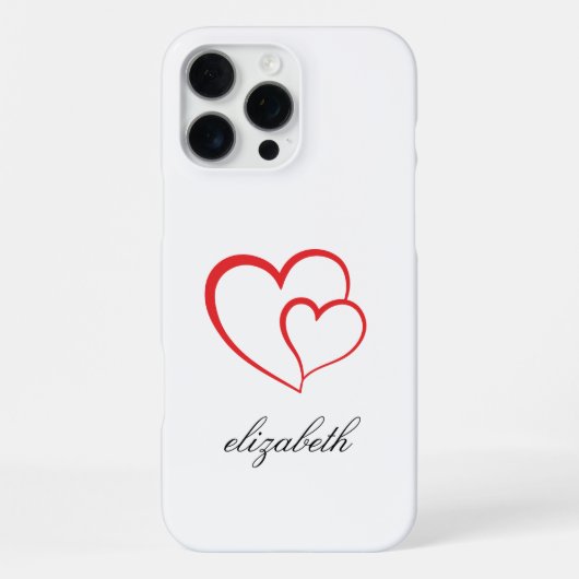 rood hartvormig met witte achtergrond gepersonalis iPhone hoesje (Achterkant)