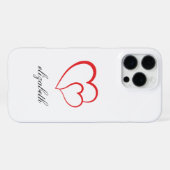 rood hartvormig met witte achtergrond gepersonalis iPhone hoesje (Achterkant horizontaal)