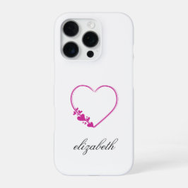 rood hartvormig met witte achtergrond gepersonalis iPhone 16 pro hoesje