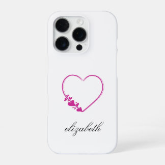 rood hartvormig met witte achtergrond gepersonalis iPhone 16 pro hoesje