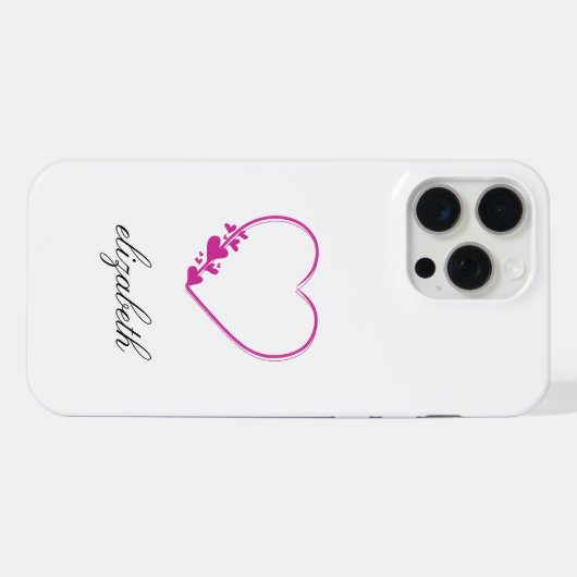 rood hartvormig met witte achtergrond gepersonalis iPhone hoesje (Achterkant horizontaal)