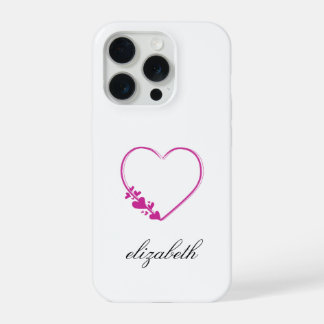 rood hartvormig met witte achtergrond gepersonalis iPhone 15 pro case