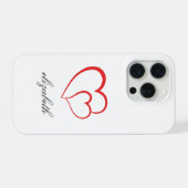 rood hartvormig met witte achtergrond gepersonalis iPhone hoesje (Achterkant horizontaal)