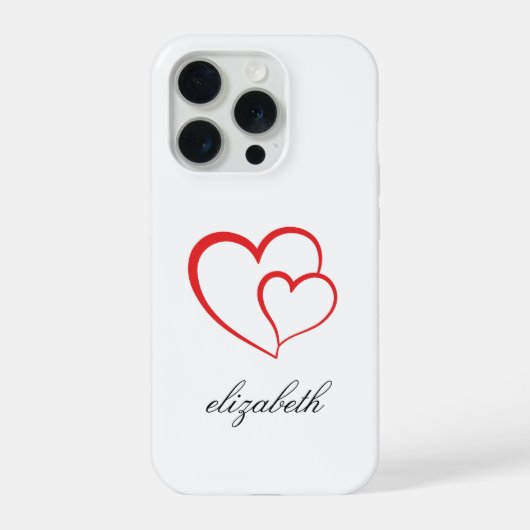 rood hartvormig met witte achtergrond gepersonalis iPhone hoesje (Achterkant)
