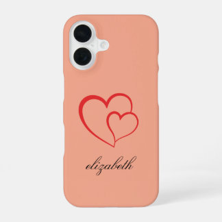 rood hartvormige kleurrijke achtergrond gepersonal iPhone 16 hoesje