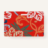 Rood Hawaiiaans Japans Kimono: Bloemen Badge (Achterkant)