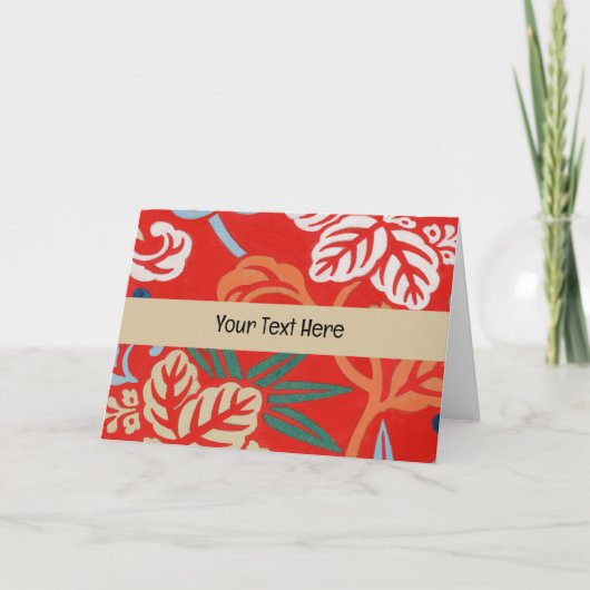 Rood Hawaiiaans Japans Kimono:  Bloemen Bedankkaart (Voorkant)