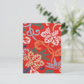 Rood Hawaiiaans Japans Kimono:  Bloemen Briefkaart (Staand voorkant)