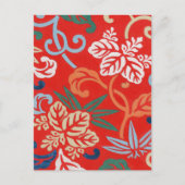 Rood Hawaiiaans Japans Kimono:  Bloemen Briefkaart (Voorkant)