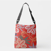 Rood Hawaiiaans Japans Kimono: Bloemen Crossbody Tas (Voorkant)