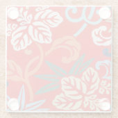 Rood Hawaiiaans Japans Kimono:  Bloemen Glazen Onderzetter (Achterkant)