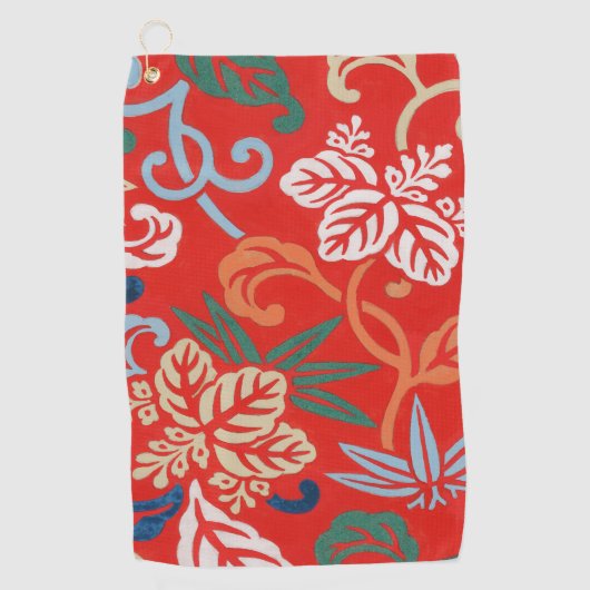 Rood Hawaiiaans Japans Kimono:  Bloemen Golfhanddoek (Voorkant)