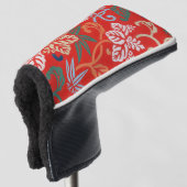 Rood Hawaiiaans Japans Kimono: Bloemen Golfheadcover (3/4 voorkant)