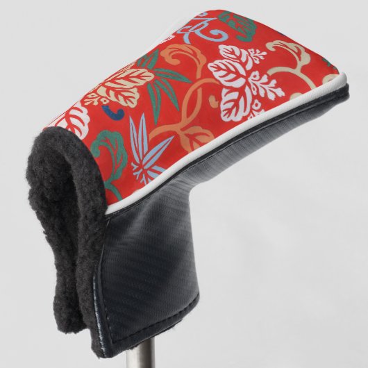 Rood Hawaiiaans Japans Kimono: Bloemen Golfheadcover (3/4 voorkant)