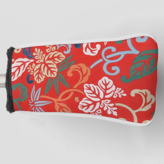 Rood Hawaiiaans Japans Kimono: Bloemen Golfheadcover (Voorkant)