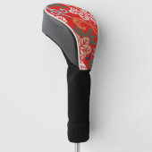 Rood Hawaiiaans Japans Kimono:  Bloemen Golfheadcover (Schuin)