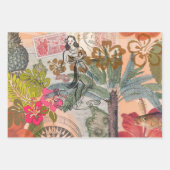 Rood Hawaiiaans Japans Kimono: Bloemen Inpakpapier Vel (Voorkant 3)