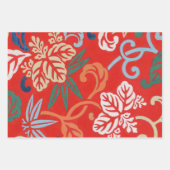 Rood Hawaiiaans Japans Kimono: Bloemen Inpakpapier Vel (Voorkant)