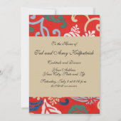 Rood Hawaiiaans Japans Kimono:  Bloemen Kaart (Achterkant)