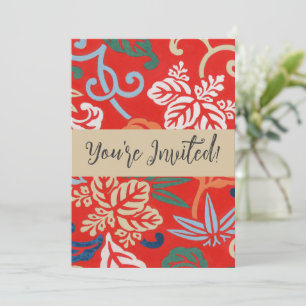 Rood Hawaiiaans Japans Kimono:  Bloemen Kaart
