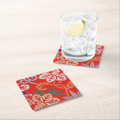 Rood Hawaiiaans Japans Kimono:  Bloemen Kartonnen Onderzetters (Insitu)