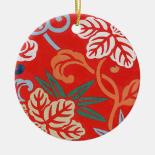 Rood Hawaiiaans Japans Kimono:  Bloemen Keramisch Ornament