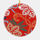 Rood Hawaiiaans Japans Kimono:  Bloemen Keramisch Ornament (Achterkant)