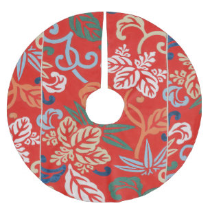 Rood Hawaiiaans Japans Kimono:  Bloemen Kerstboom Rok