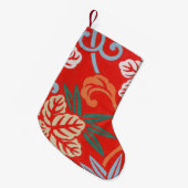 Rood Hawaiiaans Japans Kimono: Bloemen Kleine Kerstsok (Voorkant (Hangend))