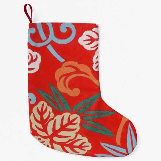 Rood Hawaiiaans Japans Kimono: Bloemen Kleine Kerstsok (Voorkant)
