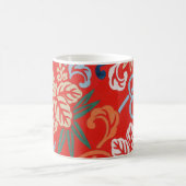Rood Hawaiiaans Japans Kimono:  Bloemen Koffiemok (Center)
