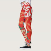 Rood Hawaiiaans Japans Kimono:  Bloemen Leggings (Links)