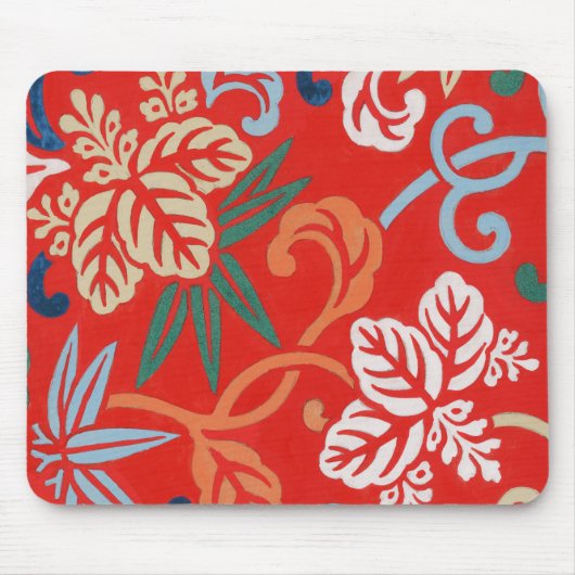 Rood Hawaiiaans Japans Kimono:  Bloemen Muismat (Voorkant)