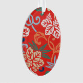 Rood Hawaiiaans Japans Kimono:  Bloemen Ornament (voorkant)