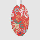 Rood Hawaiiaans Japans Kimono:  Bloemen Ornament (voorkant)