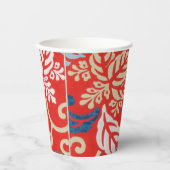 Rood Hawaiiaans Japans Kimono:  Bloemen Papieren Bekers (Voorkant)