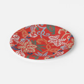 Rood Hawaiiaans Japans Kimono: Bloemen Papieren Bordje (Gekanteld)