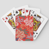 Rood Hawaiiaans Japans Kimono:  Bloemen Pokerkaarten (Achterkant)